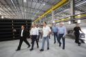 Governador Carlos Massa Ratinho Junior e o secretário de Indústria, Comércio e Serviços, Ricardo Barros,  na inauguração da nova planta industrial da Cimflex, em Maringá.
