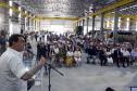 Governador Carlos Massa Ratinho Junior e o secretário de Indústria, Comércio e Serviços, Ricardo Barros,  na inauguração da nova planta industrial da Cimflex, em Maringá.